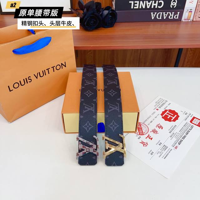 路易L驴家 寬度4.0Cm 面為原廠头层牛皮 風格效果 底為柔軟的黑色头层牛皮 經典字母精钢扣头效果 手感極佳 从买原版到开发历经数月打造而出 选料 做工细节