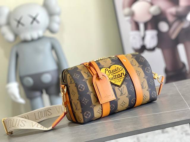 680！M45963 Nigo X 路易威登胶囊系列 City Keepall 手袋以 Monogram Stripes Brown 帆布吹袭型格风潮，展现条纹