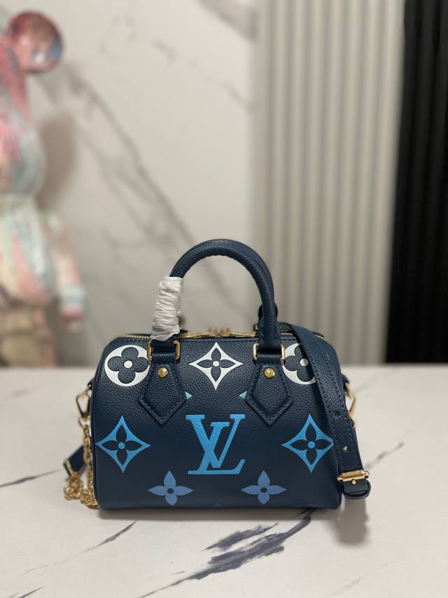 顶级原单 独家实拍 M46517蓝色 全皮Speedy枕头包系列 当季新款 Speedy BandoulièRe 20 手袋 本款 Speedy Bandoul