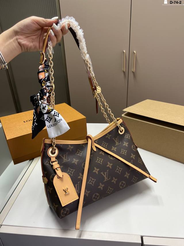 芯片版本 Lv路易斯威登Carryall Bb购物袋 手提单肩斜挎托特包新款购物袋 D-74-2尺寸27×16折叠盒飞机盒