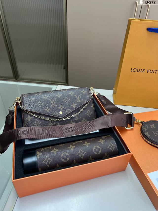 Lv路易威登信封包 配保温杯 满满少女心 手感柔软 也更有质感 D-272尺寸22×11配盒