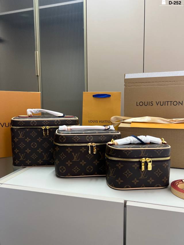 P190 P180 芯片版本 Lv 路易威登 化妆包 Nice Bb 经典老花 收纳箱化妆盒子 旅行 家居必备容量大 D-252尺寸24×17 20×13 17
