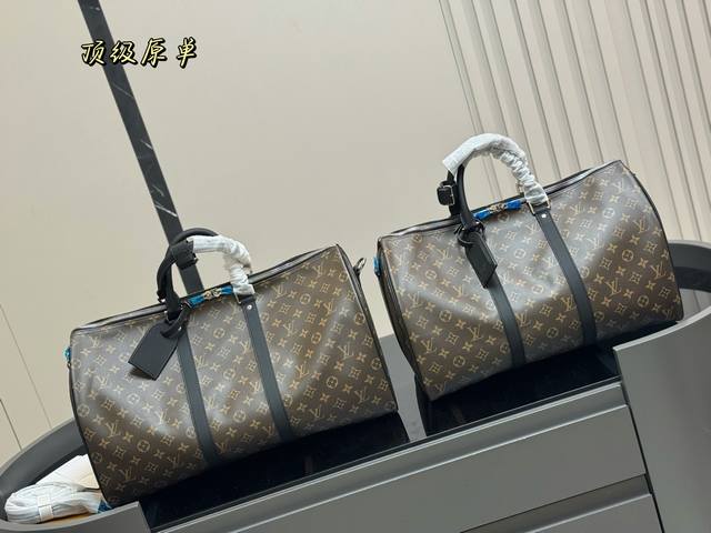 无盒 尺寸：45Cm 50Cm Lv 老花大号旅行包 出！ Keepall 45 50旅行袋 有着高颜值的复古文艺气息～ 是不是需要“它”