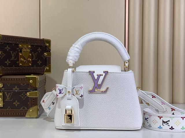 特级原厂 Lv X Tm Capucines Bb 手袋 M48865 M13253 白色 村上隆 白彩 本款 Capucines 手袋出自路易威登 X 村上隆