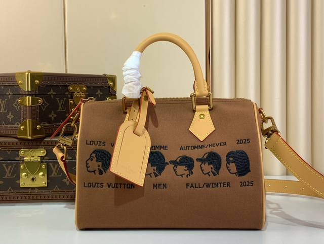 顶级原厂 独家实拍 Speedy 25 手袋 M15218 棕色人像 Pharrel And Nigo Speedy 手袋 Collections Nigo联名