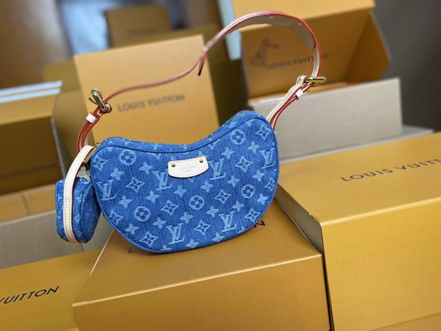 顶级原单 M46856牛仔布M46828老花新款Lv 最新款Lv Monogram牛角肩带可以调节豌豆包配多多一个的挂件小包腰子和他的增生设计Lv老花 Lv老花