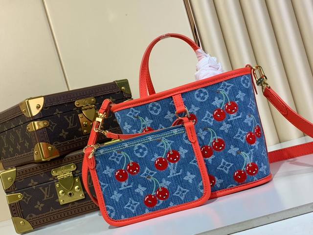 顶级原单复刻独家实拍 Lv X Tm Neverfull Inside Out Bb 手袋 M14997 牛仔 樱桃 本款 Neverfull Inside O