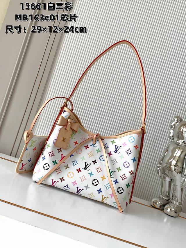 全钢五金 Mb163C01变码芯片 特级配全套包装 款号M13661白三彩 本款 Carryall 小号手袋出自路易威登 X 村上隆再版系列，为 Monogra