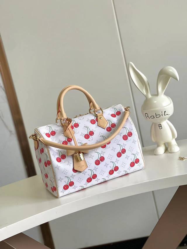 海原外单 独实家拍 半钢163芯片 M14238白色 樱桃枕头包Speedy Speedy Soft 30手袋 本款 Speedy Soft 30 手袋以融合