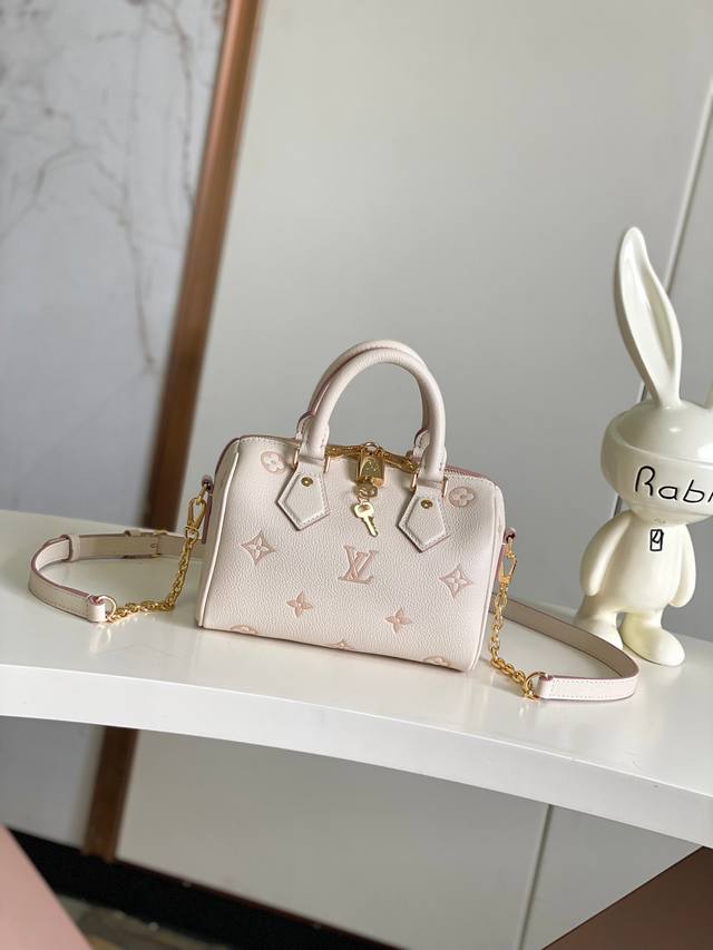 海原外单 独实家拍 半钢163芯片 Speedy BandoulièRe 20 手袋 M14291 奶杏色 提花 焕新品牌经典 Monogram Emprein