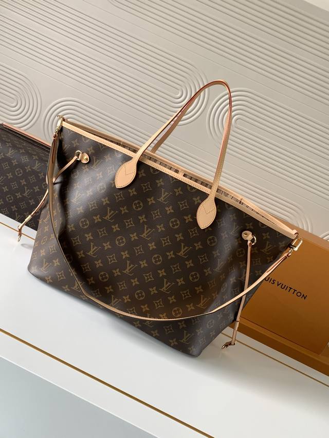 厂价 。 最高版本原厂皮顶级原单配专柜全套包装 动态芯片 M11948杏 顶级原单 独家背景实拍 Neverfull BandoulièRe Inside Ou