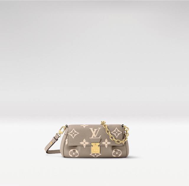 M45836灰色 M45813黑色 M45859黑印M46393白印粉Favorite 手袋Favorite 手袋为柔软粒面皮革压印超大 Monogram 图案