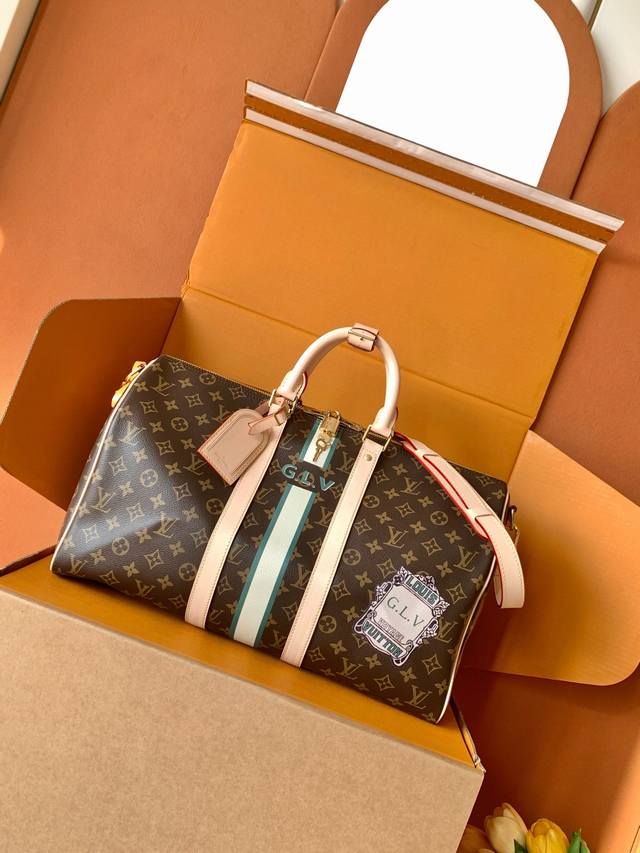 出厂价P 特级Mb原厂皮芯片版 Keepall BandoulièRe 45 旅行袋 型号：P2530 材料：A级全钢五金，进口原厂面料 包装：全套原厂免税Mb