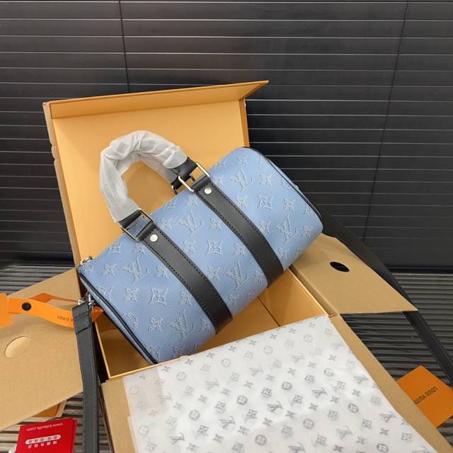 Louisvuitton 路易威登 Lv Keepall 25 系列牛仔布手袋 手提斜挎包 单肩包 实物拍摄 原厂原版面料 配送防尘布袋 飞机礼盒 15 X 2