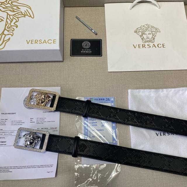 品牌：范思哲 等级：定牛制皮、新开款模。带宽3.8厘米.油精边致 电车脑线 实物摄拍无修饰 上身效果超好、配专柜套全包装.送礼自首带选 送打眼针 。 扣头：仿铜