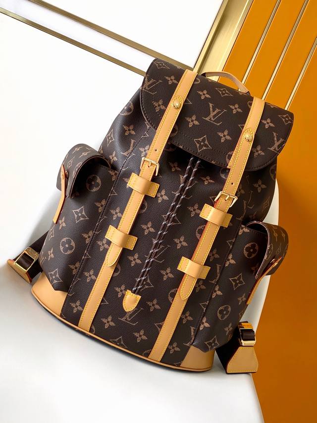 163C01 芯片 顶级原单M14038全皮老花 M43735老花N41379黑格M45419黑灰多功能Christopher 小号双肩包以 Monogram