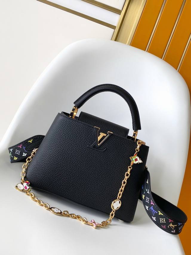 M13253白色 M13878黑色 特级原厂 动态163 本款Capucines 手袋出自路易威登X 村上隆再版系列，选用 Taurillon 牛皮革妙趣演绎经