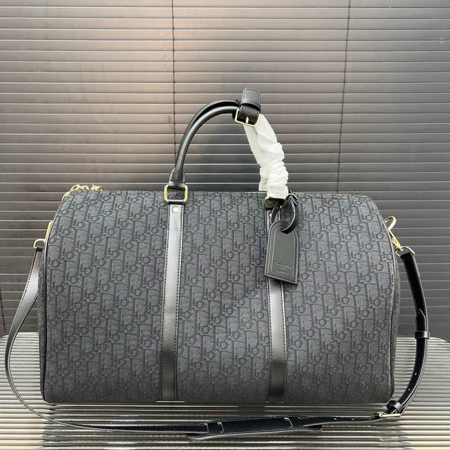 Dior 迪奥 提花 刺绣旅行袋 机场包 手提包 原厂面料材质 电镀五金 休闲百搭 高端货 配送 防尘袋 28 X 50 Cm