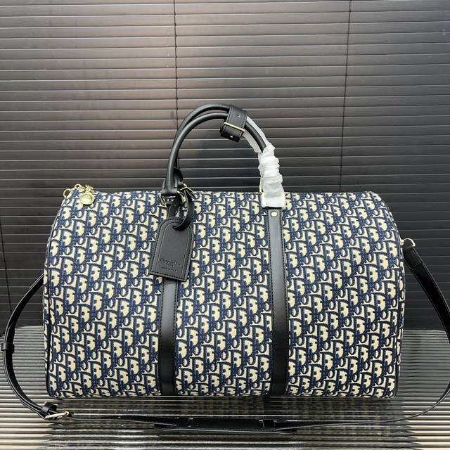 Dior 迪奥 提花 刺绣旅行袋 机场包 手提包 原厂面料材质 电镀五金 休闲百搭 高端货 配送 防尘袋 28 X 50 Cm