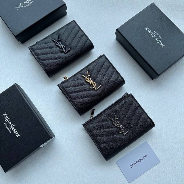 颜色 黑金 黑银 黑黑尺寸 12X10圣罗兰爆款牛皮小钱包款式经典做工精细耐磨耐用手感极佳