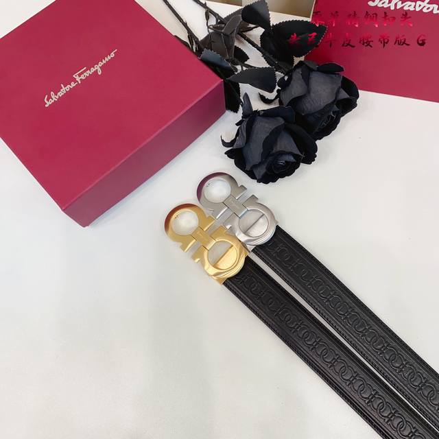 Ferrago 菲拉F 雙面头层牛皮 全新效果精钢材质搭扣 寬度35毫米 該皮帶可調節 且能根據需要裁剪達到修身效果