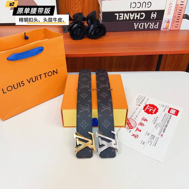 路易L驴家 寬度4.0Cm 面為原廠头层牛皮 風格效果 底為柔軟的黑色头层牛皮 經典字母精钢扣头效果 手感極佳 从买原版到开发历经数月打造而出 选料 做工细节