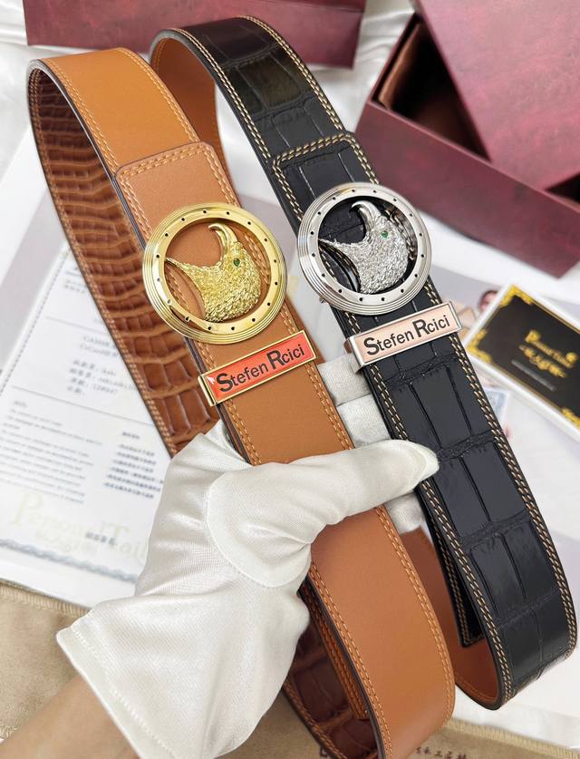 皮带: Stefen Rcici.史特芬.尼茨 腰带: 顶级原单复刻.私人订制高端特供版 等级: 进口原厂头层鳄鱼皮纹路-24K纯钢材质.镶钻石真空电镀工艺.老