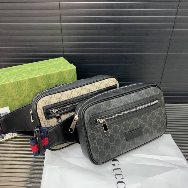 Gucci 古奇 Gg印花腰包 斜挎胸包 男女通用 实物拍摄 原厂原版面料 配送礼盒 24 X 15 Cm。