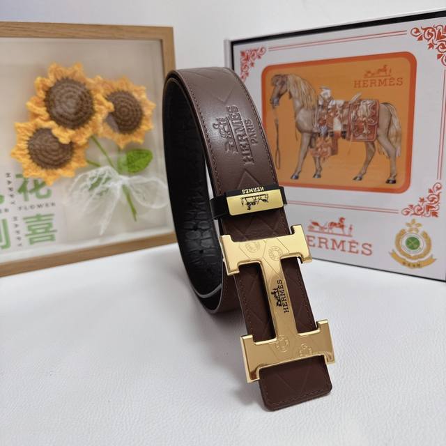 品名：爱马仕.HermèS 原单 材质：原单牛皮腰带 百分百头层牛皮腰带保证真皮，24K纯钢扣，专柜原单品质、做工精细，时尚大牌，送人自用首选 包装： 请认准如