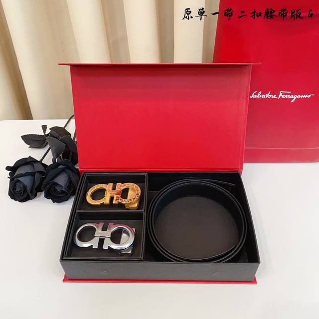①带①扣 ①带②扣 原单钢扣版菲拉F家 打孔 正版开模 此款腰带双面采用原厂牛皮带身，精密电镀标志性纯钢搭扣 对版专柜。3.5Cm 如需木盒40