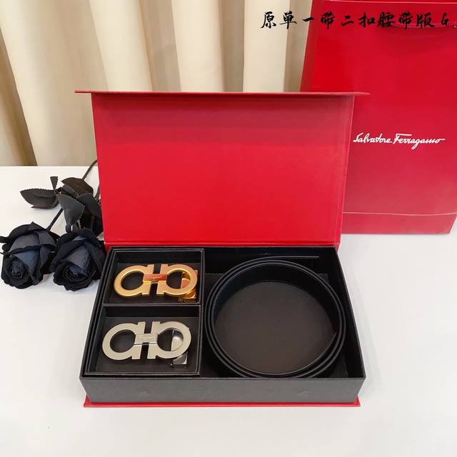 ①带①扣 ①带②扣 原单钢扣版菲拉F家 打孔 正版开模 此款腰带双面采用原厂牛皮带身，精密电镀标志性纯钢搭扣 对版专柜。3.5Cm 如需木盒40
