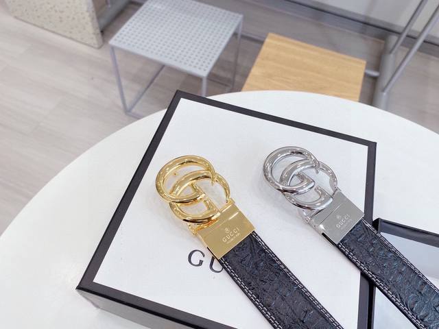 Gucci古奇 原单正品 Guccl经典皮带 尺寸3.8海外原单货，意大利创作，配以双G互扣金属扣，原版皮纹拿的走图片拿不走的品质，升级后与正品零距离，给你不一