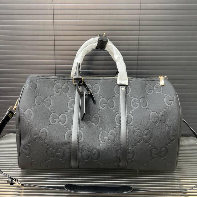 Gucci 古奇 压花 旅行袋 手提包袋 机场包 实物拍摄 原厂原版面料 50 X 26 Cm。