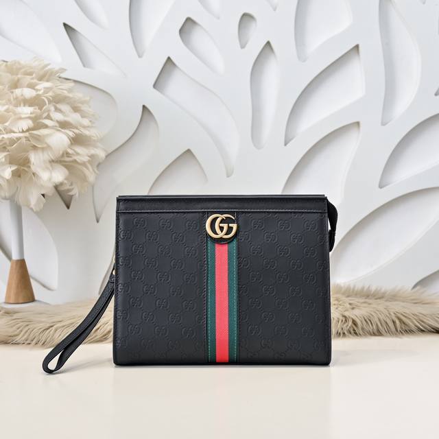 Gucci-古奇最新款男士手包采用进口小牛皮 皮质柔软 手感超赞 做工精致 高贵五金 细节完美 时尚休闲百搭 质量与质感都能衬托出你独特的品味尺寸：29.19.