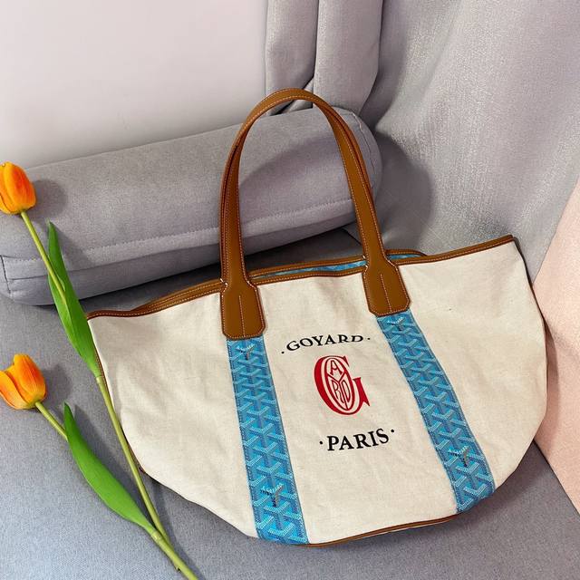 Goyar 高雅 双面可用 购物包,最适合这个夏季,充满法式优雅订制Y涂鸦料配皮轻便 耐磨材质,作为创立于1853年的法国家族制箱商鼻祖,忠于本源的历史传承,永