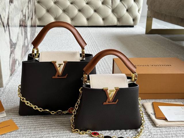 折叠盒 Lvcapucines 贵妇包 金色扣五金，超繁琐制作工序，女王范儿必备，Mini款独特超宽背带，经典大Logo设计，结合Monogram经典小花元素