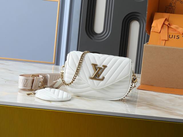 升级原版M53936 M56461 M56466 M56471 M56468 本款Multi Pochette New Wave手袋绗的滑柔由缝小牛而筑构皮成，