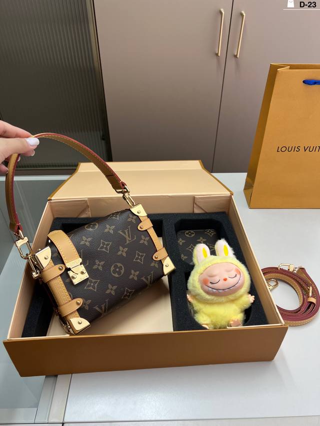 挂件颜色随机 Lv谷爱凌软盒子套盒 卡包+Labubu拉布布挂件 D-23尺寸18×12折叠盒