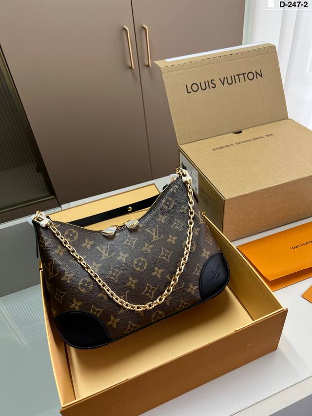 Lv 牛角包 Vintage 经典单肩包 单肩斜挎都无敌好看百搭！ D-247-2尺寸27×15折叠盒飞机盒