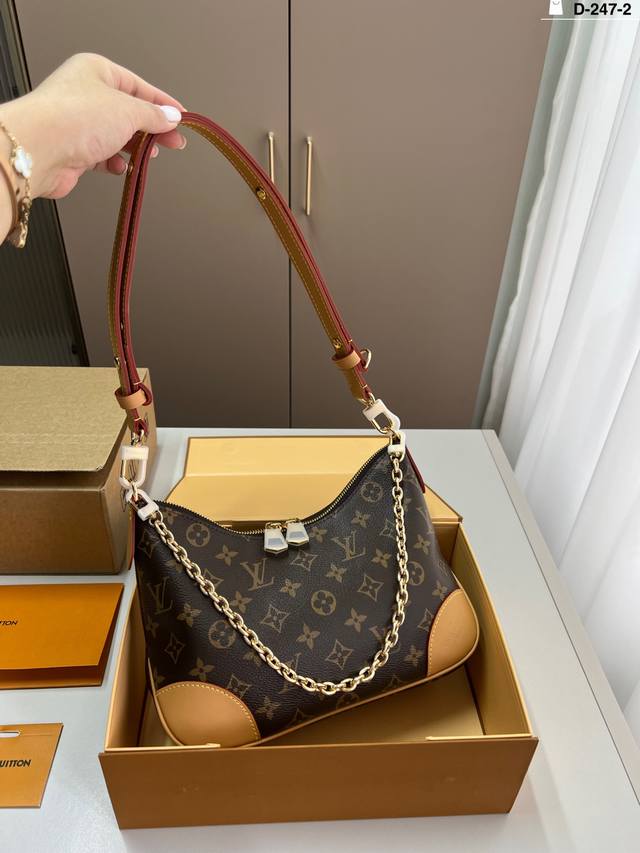 Lv 牛角包 Vintage 经典单肩包 单肩斜挎都无敌好看百搭！ D-247-2尺寸27×15折叠盒飞机盒