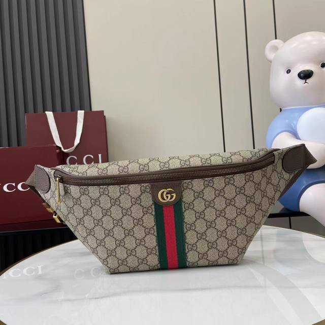 配全套原厂专柜包装 新品 Ophidia系列匠心融蕴米色和深棕色两大配色，搭配经典廓形与全新功能，甄选触感柔软的织物打造。这款腰包以Gg字母交织图案涂层织物打造