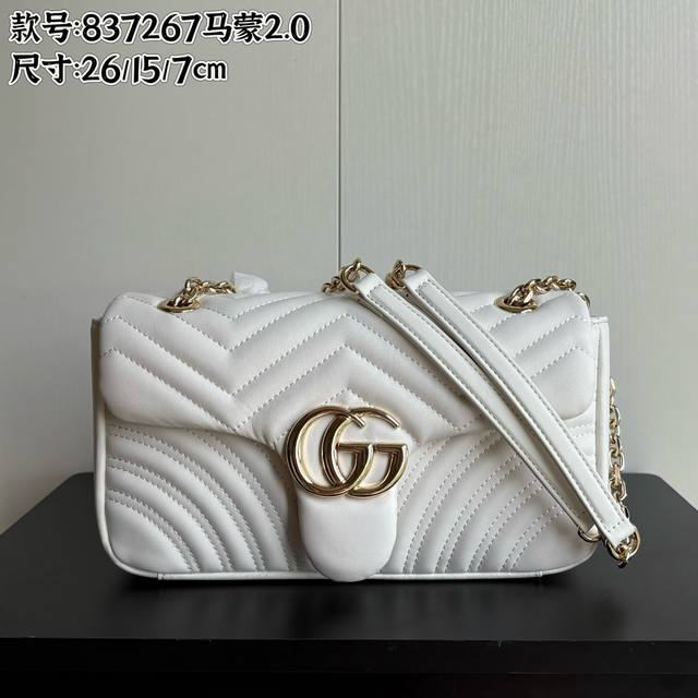 升级版实拍# 款号：837267白尺寸：26 15 7Cmg家马蒙再出新款Marmont 系列 火爆！