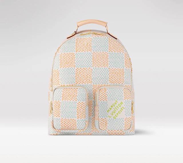 动态芯片顶级原单 N40735 新款印花 双肩包系列 Multipocket 双肩包 Virgil Abloh 将 系列 于 Damier Graphite 帆