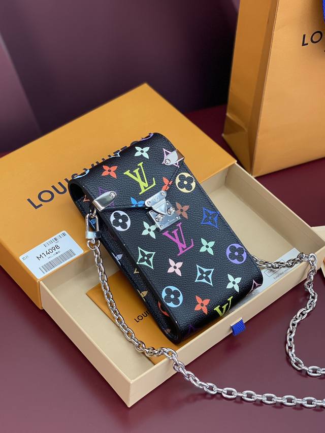 出厂价P M14098 黑彩 全钢五金！芯片版、Phone Pouch MéTis！獨特復刻版系列的Phone Pouch MéTis採用彩色Monogram塗