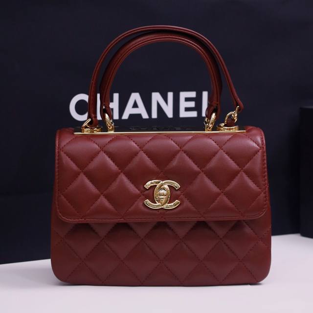 型号：4654酒红色枣红色浅金扣五金 尺寸：19.5*8*14.5Cm