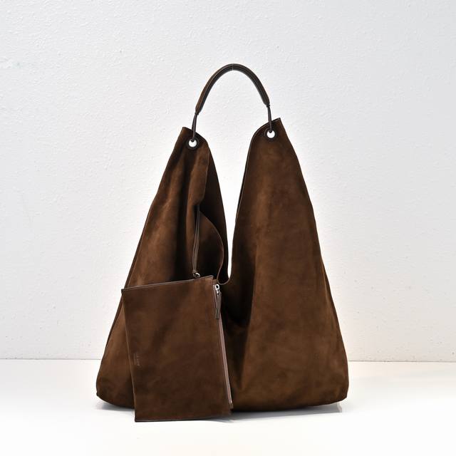 The Ro* Bindle Bag 单肩包 超级轻～采用柔软的马鞍皮 手感巨软颜色 麂皮咖尺寸50*49C