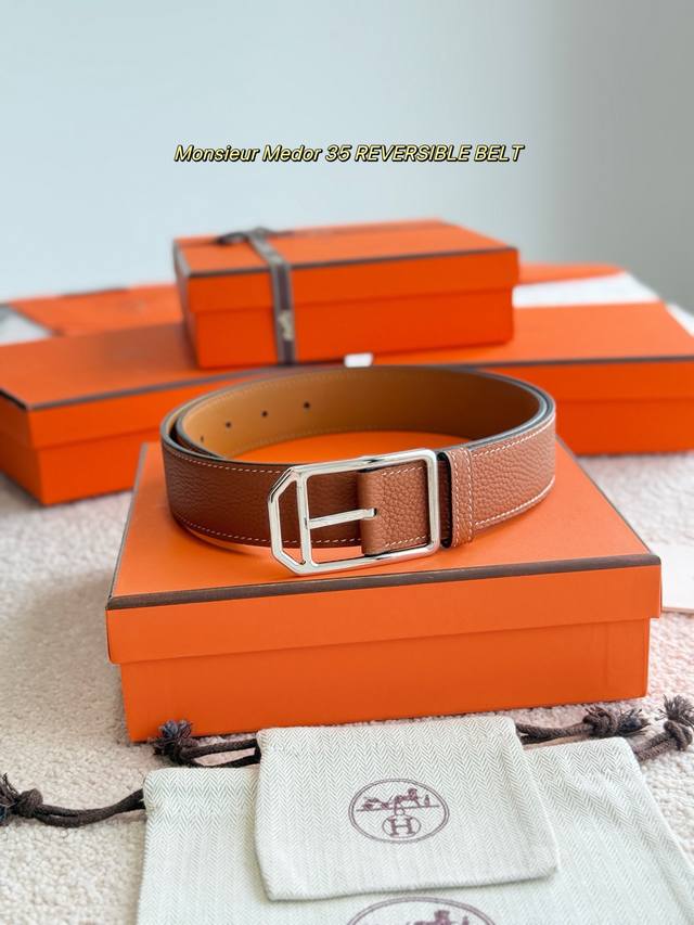 爱马仕 意大利进口头层荔枝纹牛皮配平纹底，搭配真空电镀亮面纯铜针扣，官网新款，专柜有售，市场顶级品质，支持验货配送全套专柜包装，宽度 3.2Cm