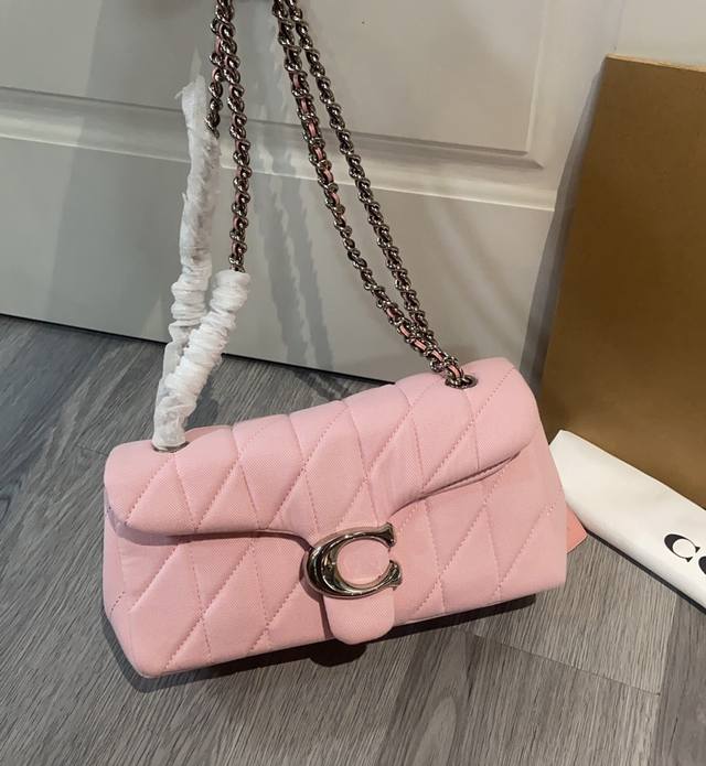 新品 女士菱格丹宁布料 绗缝酒神牛仔布Tabby 单肩包斜挎包链条包。 Cbg31尺寸26-20-10