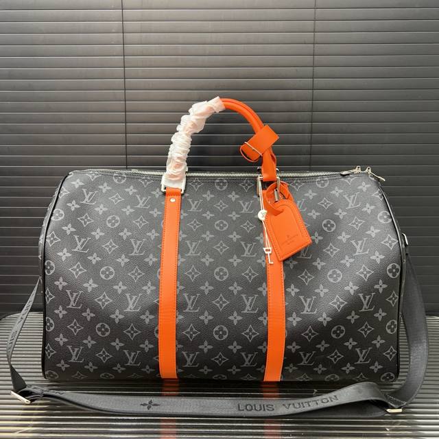 Louisvuitton 路易威登 Lv Keepall 50 Monogram Eclipse系列新款 旅行袋 单肩斜挎手提包袋 男女通用机场包 实物拍摄 原