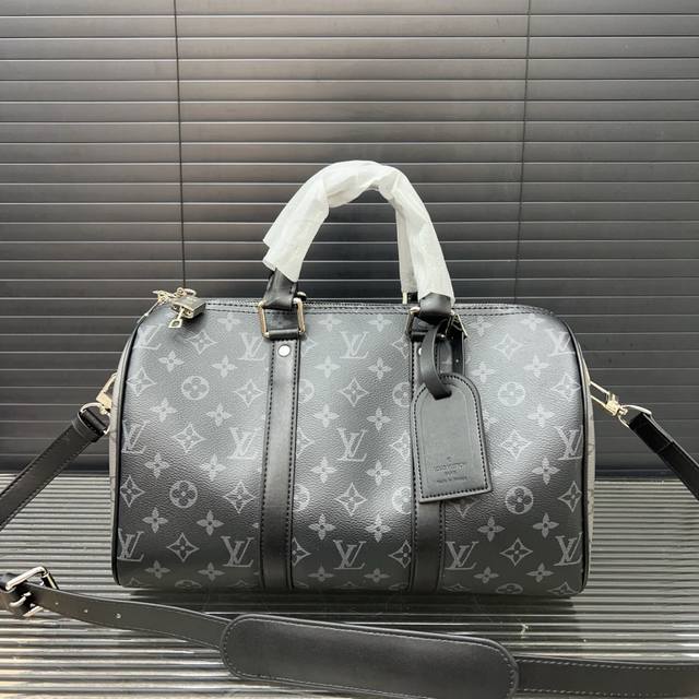 Louisvuitton 路易威登 Lv Keepall 35 Monogram 旅行包袋 单肩斜挎手提包袋 男女通用机场包 实物拍摄 原厂面料 规格 35 C